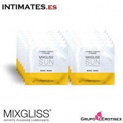 Sun Monoï 4 ml · Lubricante aroma fresa · Pack 12 uds. · Mixgliss