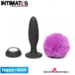 Butt Plug L - Black/Purple · Plug con vibración y cola intercambiable · Happy Rabbit