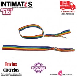Pulsera Orgullo LGBT · Cinta con bolita y los colores emblemáticos de la bandera · Diverty Sex