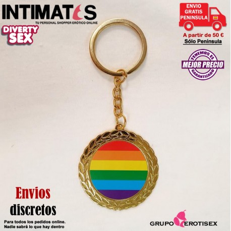 Llavero de metal con los colores emblemáticos de la bandera LGTB · Diverty Sex