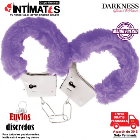 Purple Furry Handcufss · Esposas de metal forradas · Darkness