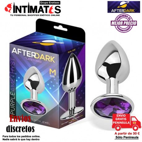 Purple · Plug anal de aluminio con joya en su base - M · AfterDark