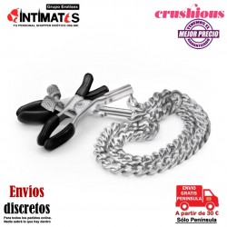 Nipple chain clamps · Pinzas para pezones con cadena · Crushious