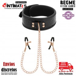Collar con cadenas y pinzas para los pezones · Begme Black Edition