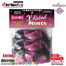 X-Rated Mints · Caramelos de menta con mensajes X · Little Genie