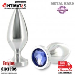 Diamond Blue · Plug anal de aluminio con cristal en la base · Metal Hard