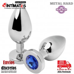 Diamond Blue · Plug anal de acero con cristal en la base 76mm · Metal Hard