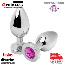 Diamond Pink · Plug anal de acero con cristal en la base 76mm · Metal Hard