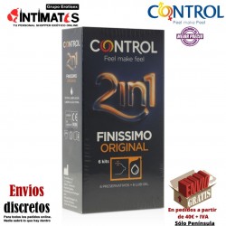 2in1 Finissimo · 6 Preservativos + Gel · Control